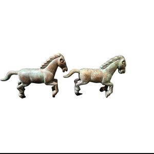 Pair of Vintage Cast Galloping Horse Figurines